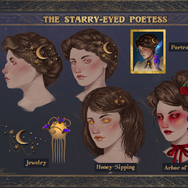 The Starry-Eyed Poetess Character Sheet fallen london OC