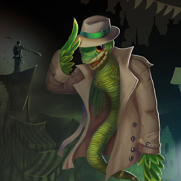 Inspector Snepter - Guild Wars 2 xiuquatl scepter snake detective commission illustration